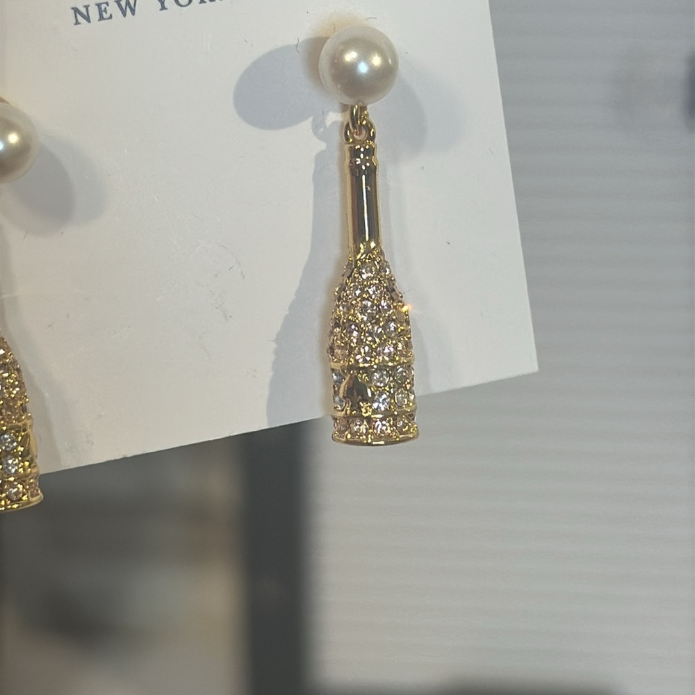 kate spade new york Gold-Tone Pavé & Imitation Pearl Champagne Drop Earrings - Picture 6 of 6